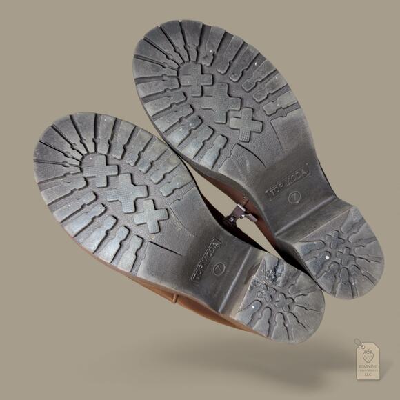 Top Moda Brown Platform Chelsea Boots Chunky Heel Size 7 Faux Leather Grunge - Picture 6 of 8